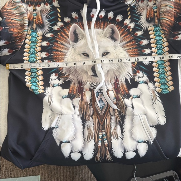 Sz S unbranded woman’s 3-D wolf, print, graphic pullover hoodie, and leggings - Picture 5 of 10